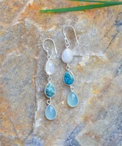 New 😉 YS Gems Gemstone & Sterling Silver Pear-Shape Drop Earrings 🎁