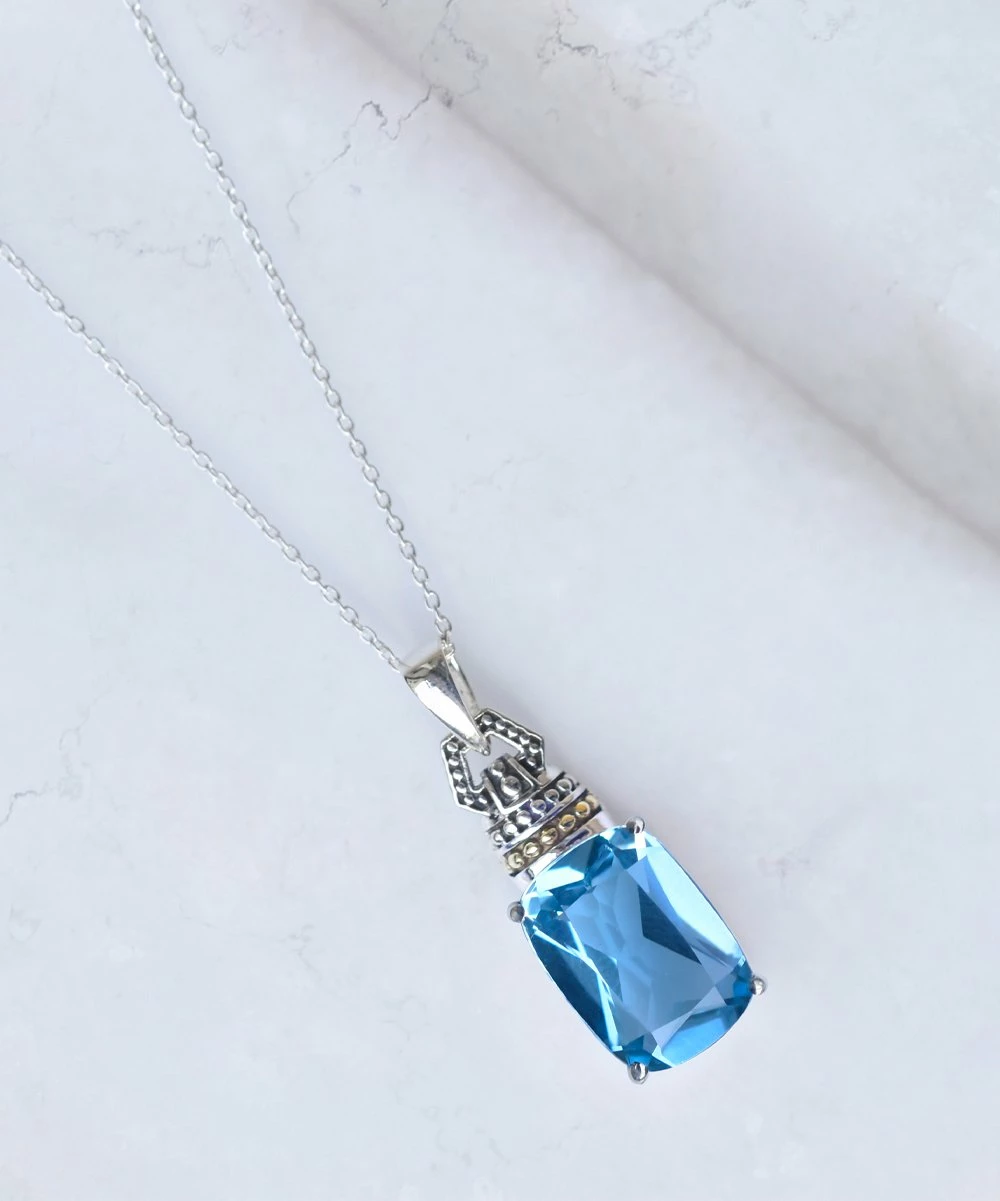Buy π₯° YS Gems Blue Topaz & Sterling Silver Pendant Necklace π