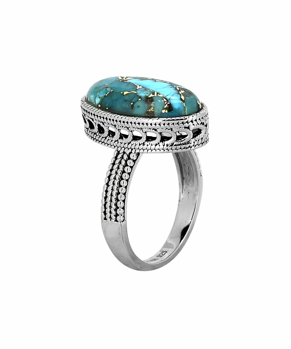 Best Pirce π€© YS Gems Oval Blue Copper Turquoise & Sterling Silver Ring 𧨠- Image 2