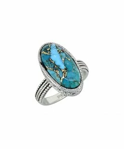 Best Pirce 🤩 YS Gems Oval Blue Copper Turquoise & Sterling Silver Ring 🧨