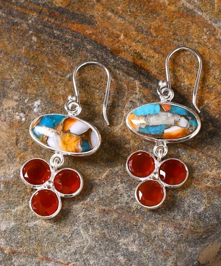 Discount π₯° YS Gems Oyster Mohave Turquoise & Carnelian Drop Earrings π§¨
