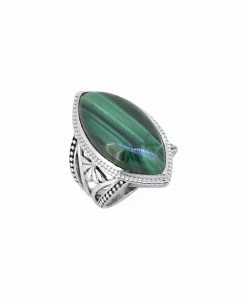 Best Sale π YS Gems Malachite & Sterling Silver Marquise Openwork Ring π