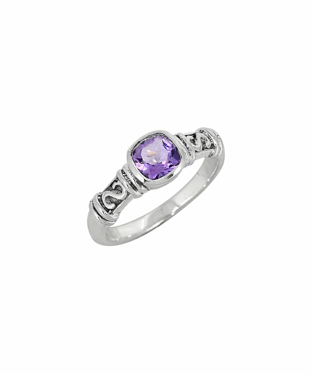 Wholesale β€οΈ YS Gems Amethyst & Sterling Silver Cushion-Cut Ring π