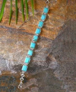 Best Pirce π YS Gems Mohave Turquoise & Sterling Silver Square Station Bracelet π