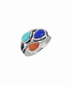Brand new 𧨠YS Gems Gemstone & Sterling Silver Pear Trio Ring π