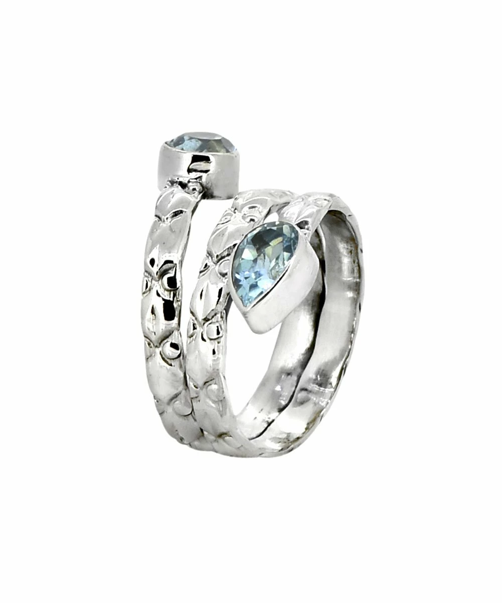 Wholesale π YS Gems Blue Topaz & Sterling Sliver Bypass Ring π - Image 2