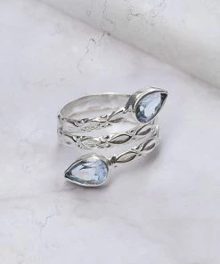 Wholesale 🎁 YS Gems Blue Topaz & Sterling Sliver Bypass Ring 😍